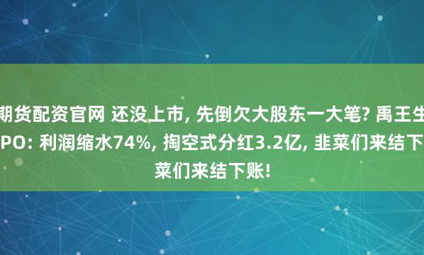 期货配资官网 还没上市, 先倒欠大股东一大笔? 禹王生物IPO: 利润缩水74%, 掏空式分红3.2亿, 韭菜们来结下账!