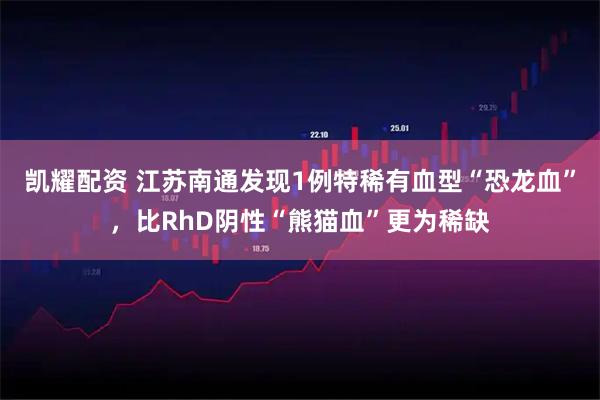 凯耀配资 江苏南通发现1例特稀有血型“恐龙血”，比RhD阴性“熊猫血”更为稀缺